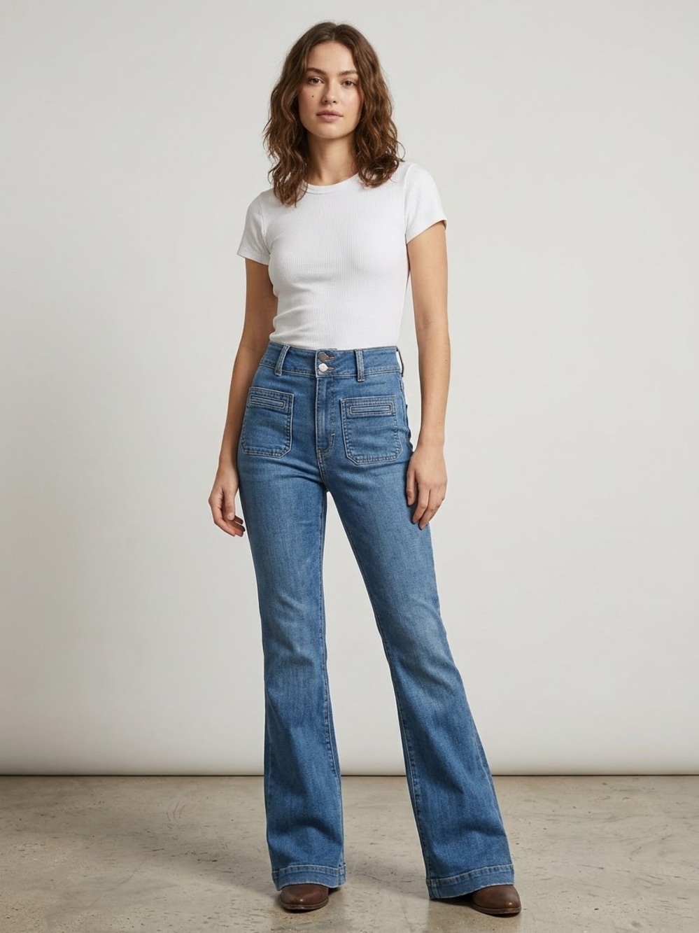 American Eagle Super Hi-Rise Flare Medium Wash Jeans 6.
